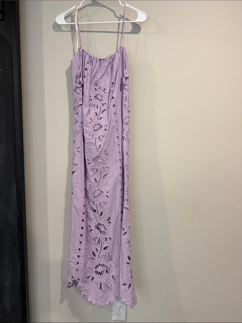 Farm Rio: Lilac Eyelet Maxi Dress with Spaghetti Straps